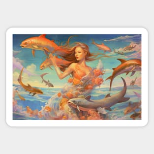 Aquatic Reverie: Surreal Dream of Fish and Water Sticker